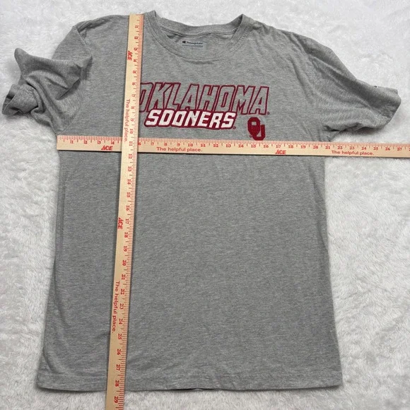 VTG OU Oklahoma Sooners T-Shirt Men L (FIT S/M) Gray Red Embroider NCAA Alumni - Picture 8 of 11